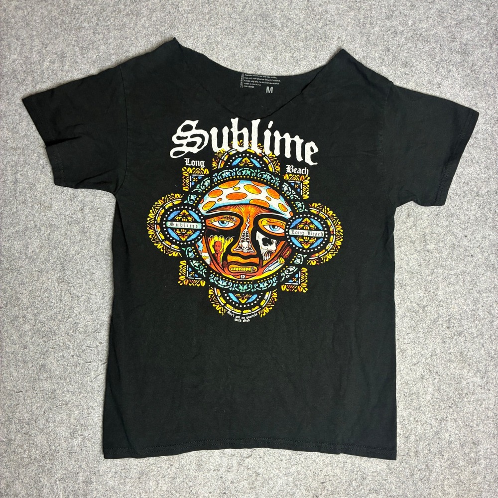 Sublime Graphic T-Shirt Women Size M Black Excellent Band Tour Sun Logo Tee